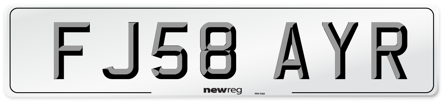 FJ58 AYR Number Plate from New Reg